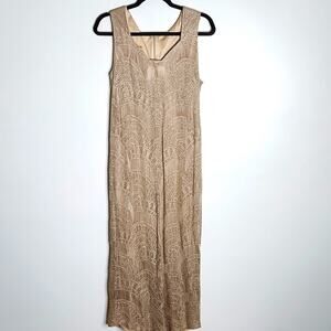 Damianou Gold Lace Maxi Dress Womens  Size S  Vintage